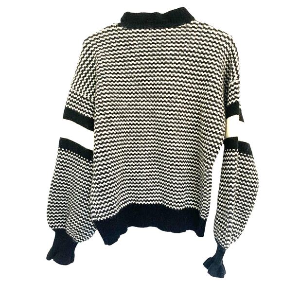 Nordic Ski Sweater M Black Womens Mock Neck Pullover Thick Knit  Ribbed Cuffs - Picture 2 of 10